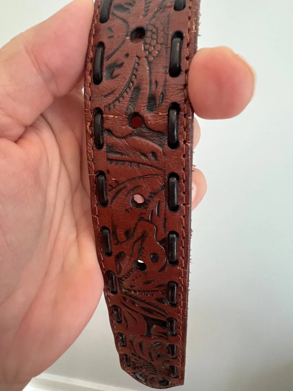 Patricia Nash Amelia Tooled Leather Belt - Brown - Size L (EUC)